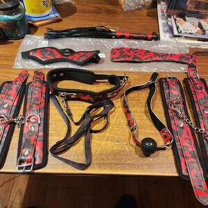 NEW Adult Bedroom Toy Bundle, Paddle, Restraints, Mask, Whip, Gag Sexy Couple